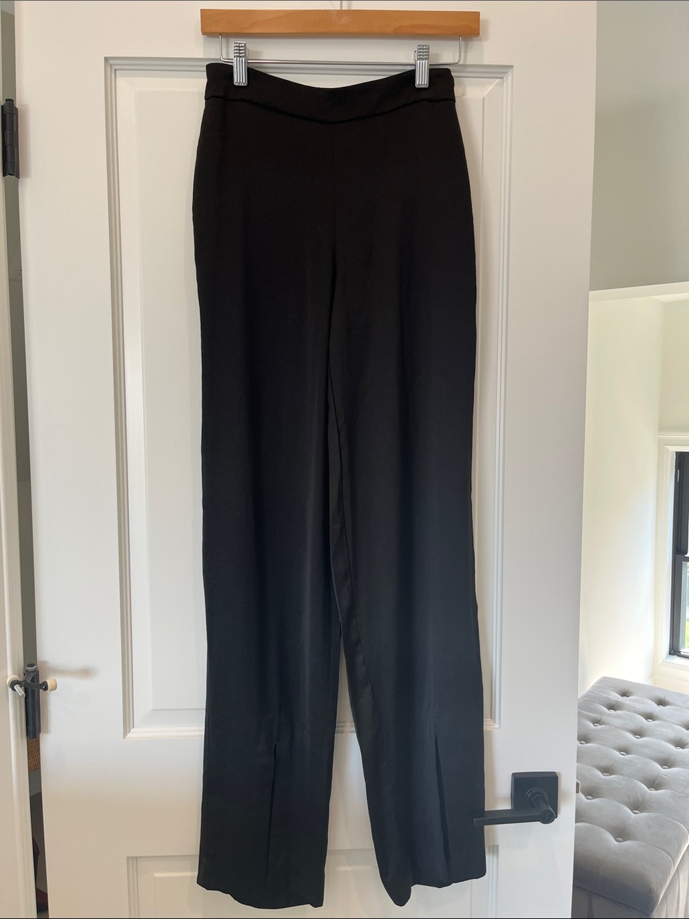 Black Satin Women’s Pants - High Waisted